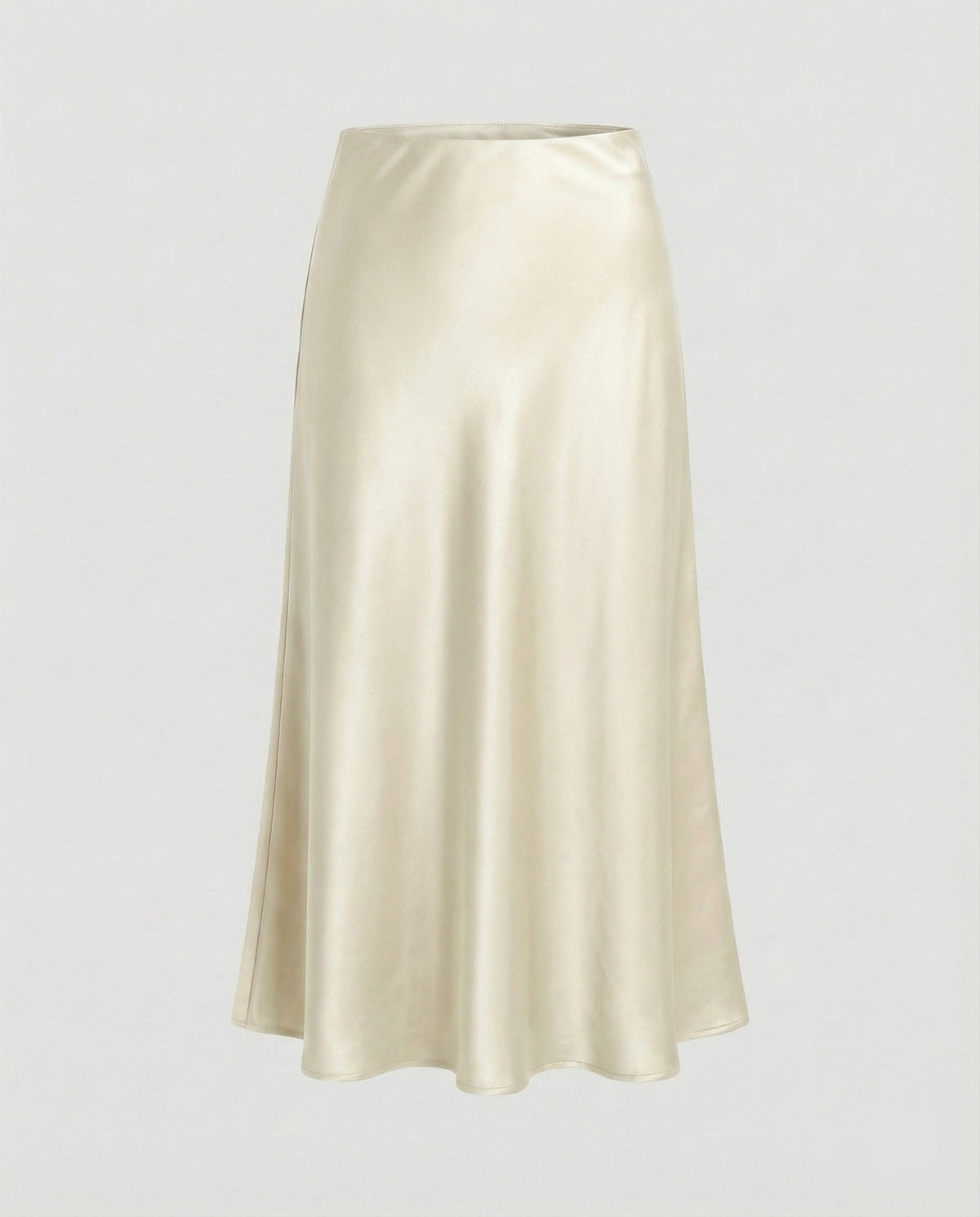 Midi Skirt with Bias Cut and Satin-Look Finish for Women