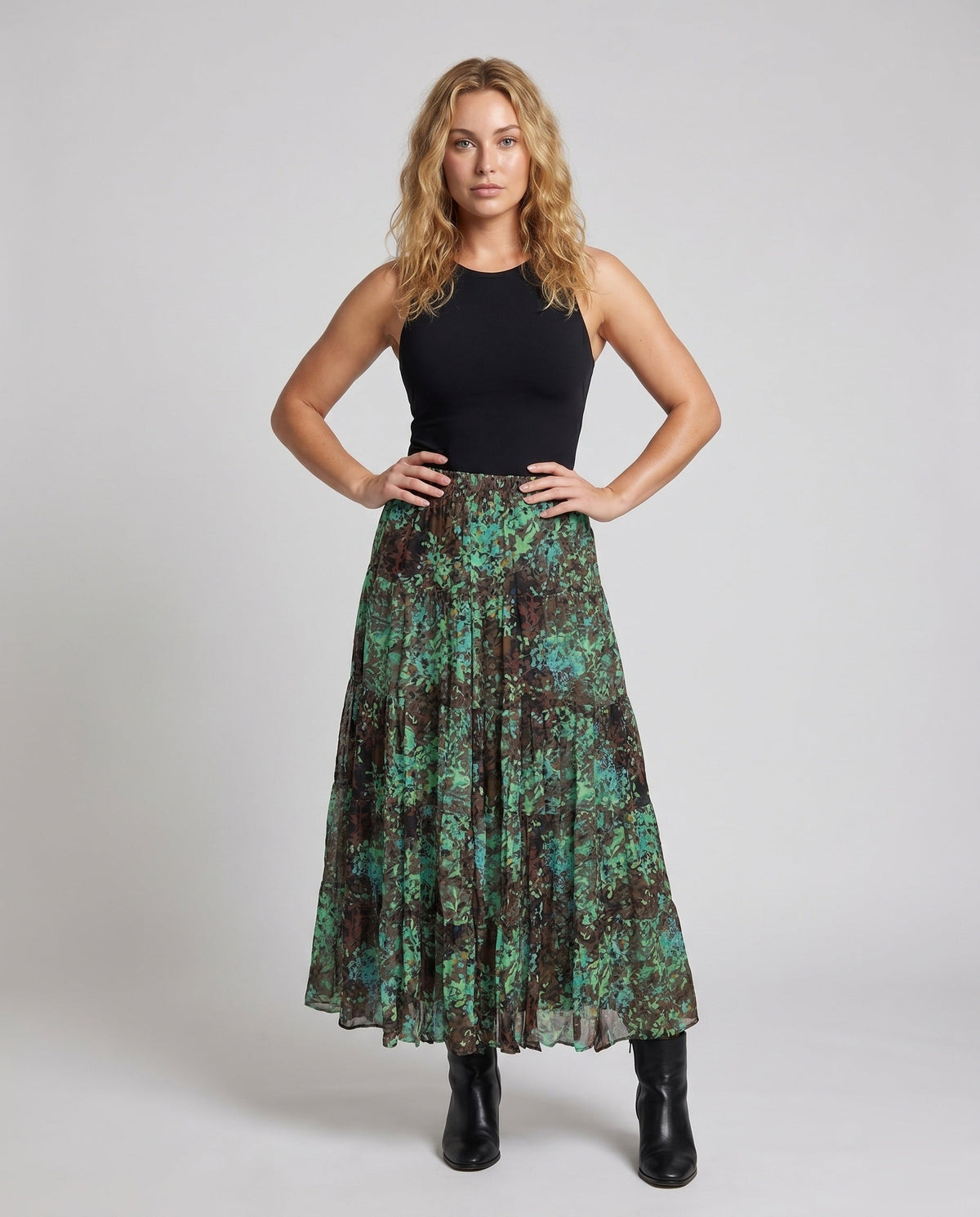 Midi Skirt with Voluminous Pleats for Women