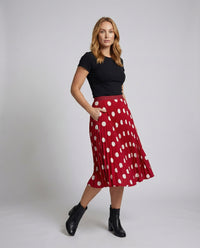 Midi Skirt with Pleats and A-Line Cut for Women