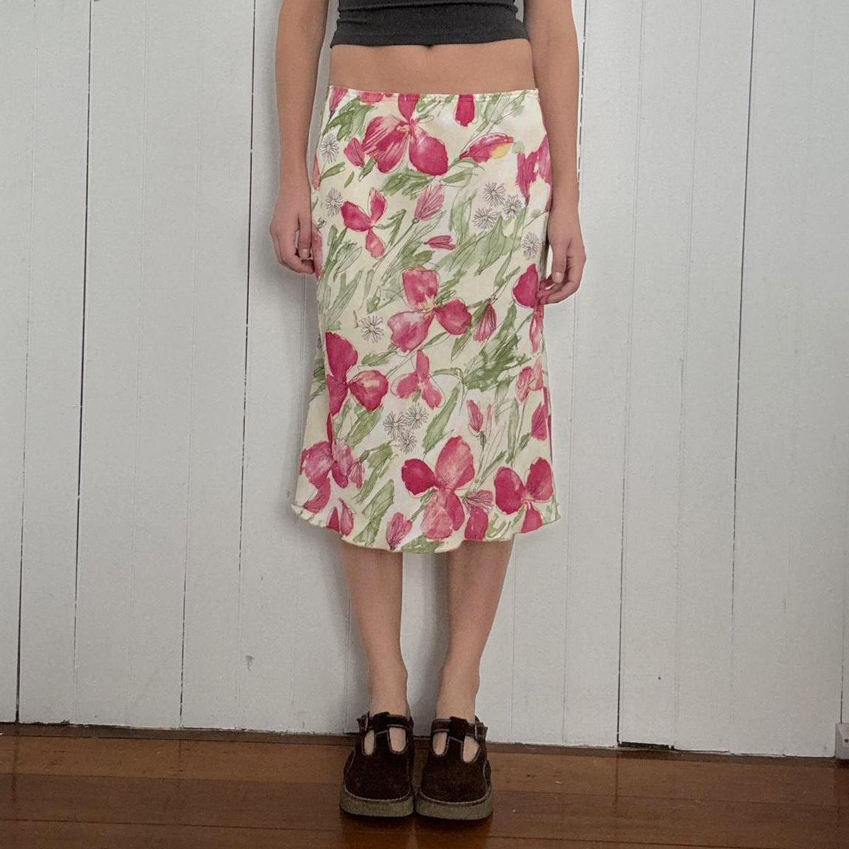 Midi Skirt with High Waist and Flared A-Line Cut for Women
