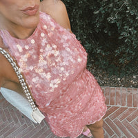 Mini Dress with Sequins and Fitted Cut for Women