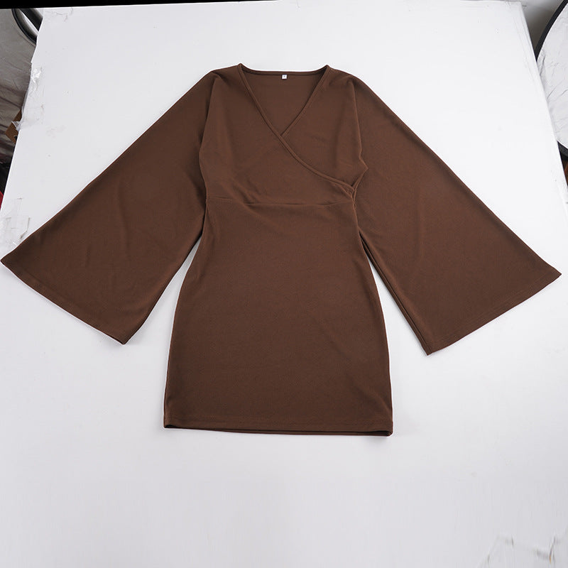Mini Dress with Wrap Front and Kimono Sleeves for Women