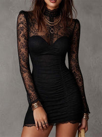 Party Dress with Ruching and High Neck for Women