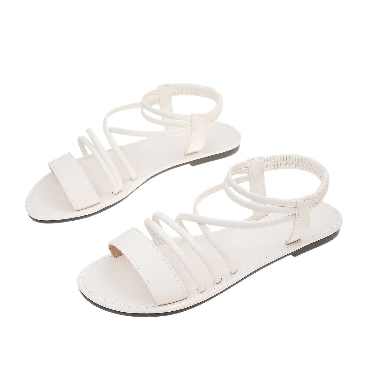 Sandals with Crossed and Elasticated Straps for Women