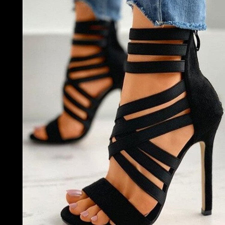 Sandals with High Heels and Elasticated Straps for Women