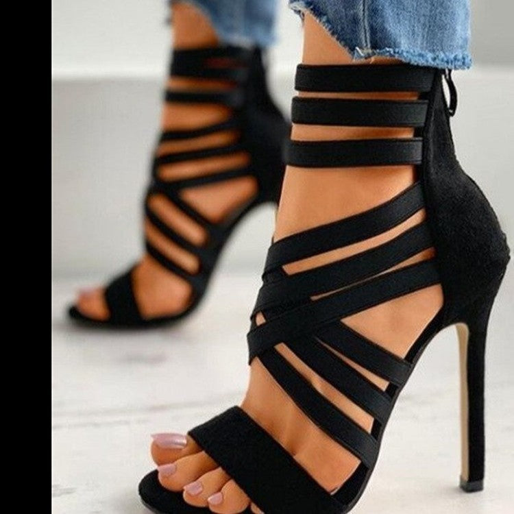 Sandals with High Heels and Elasticated Straps for Women