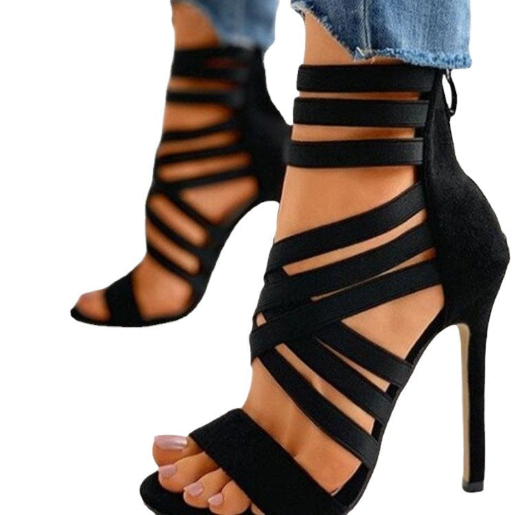 Sandals with High Heels and Elasticated Straps for Women