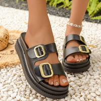 Sandals with Platform Sole and Double Buckles for Women