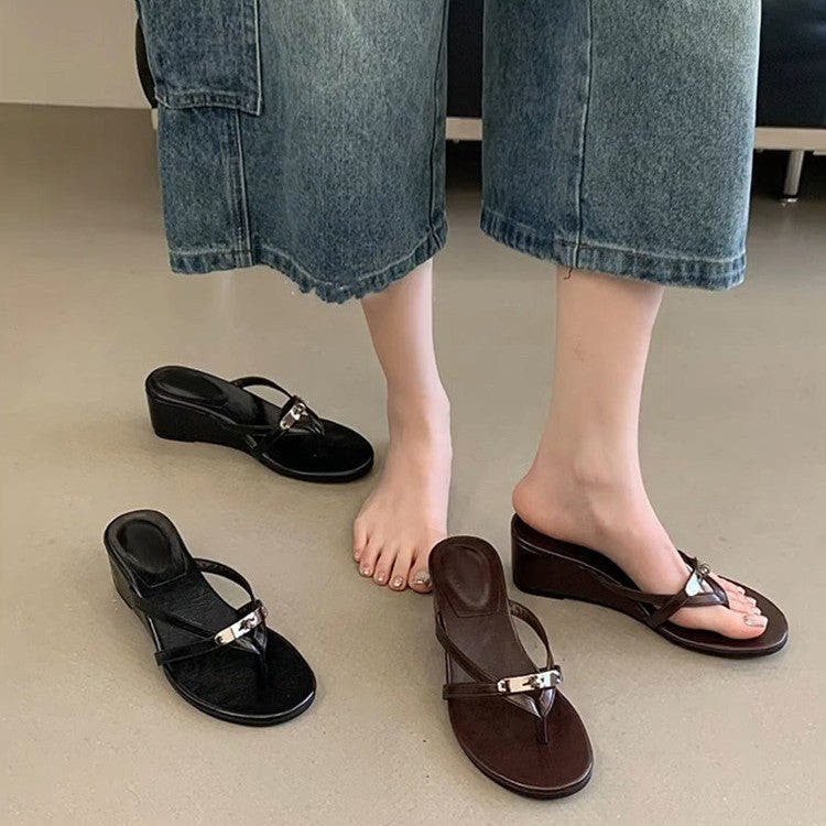 Sandals with Wedge Heel and Strap Detail for Women