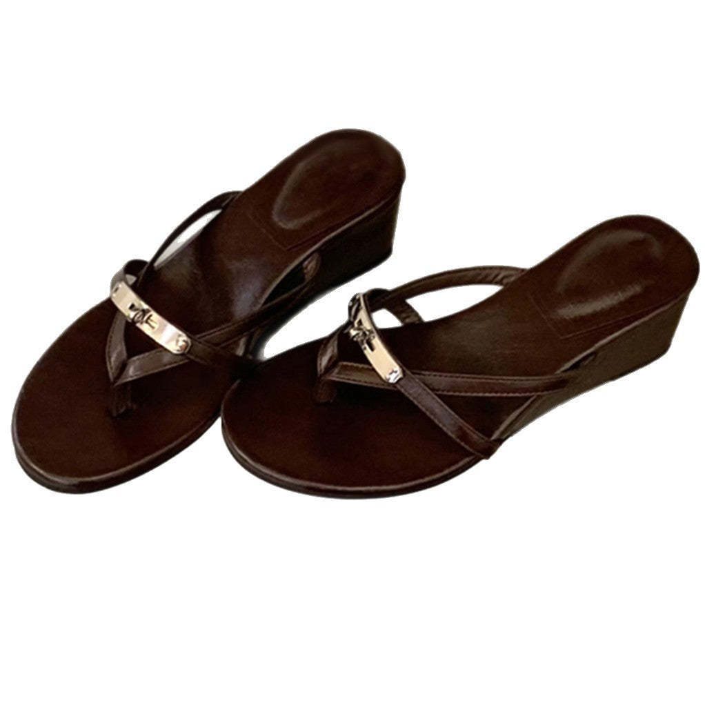 Sandals with Wedge Heel and Strap Detail for Women