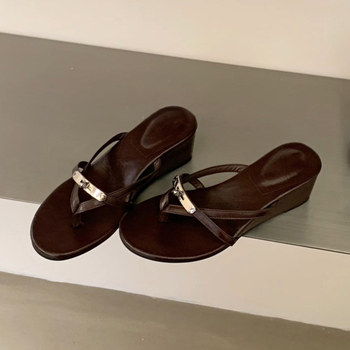 Sandals with Wedge Heel and Strap Detail for Women