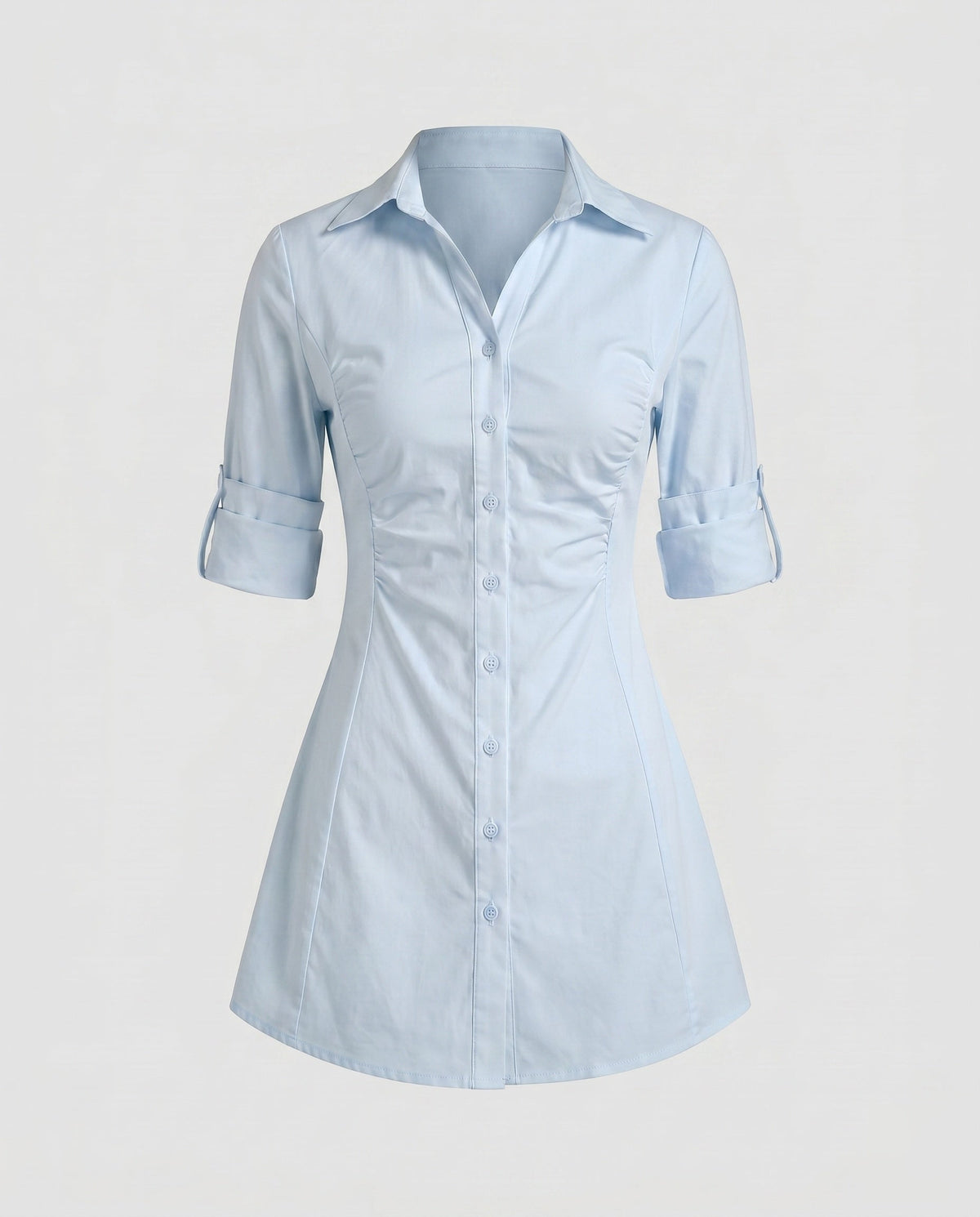 Shirt Dress with Fitted Waist and Classic Collar for Women