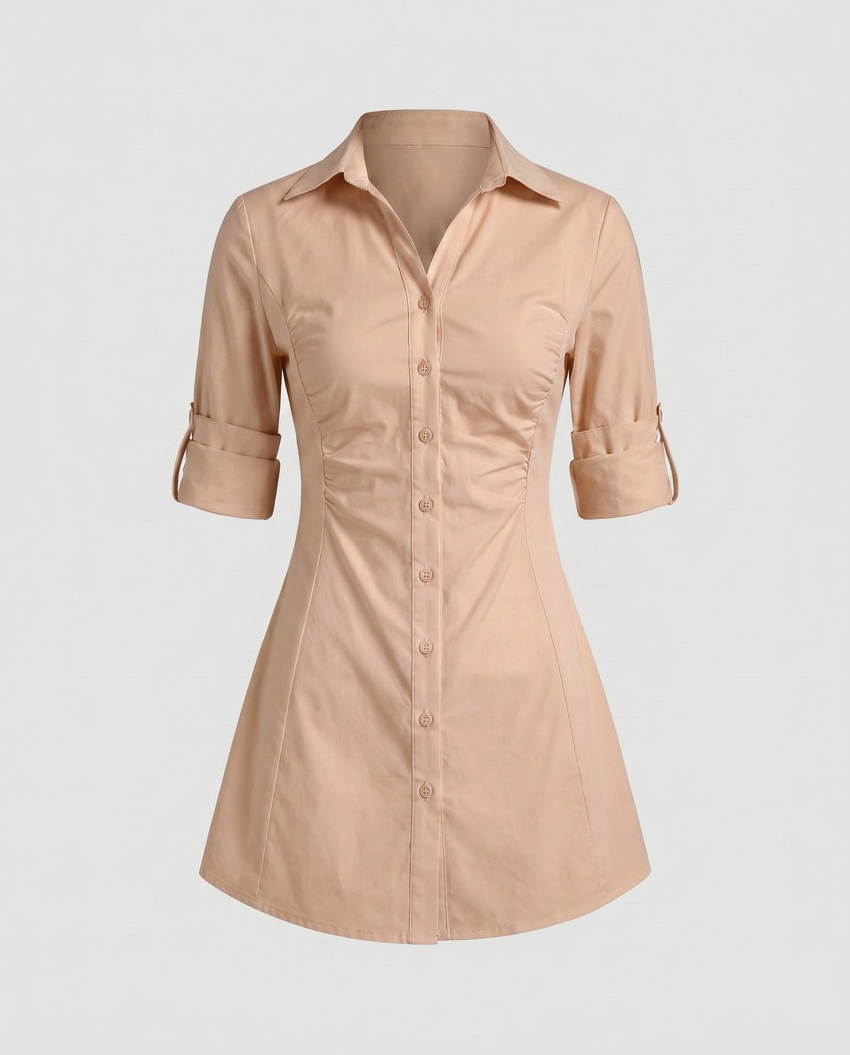 Shirt Dress with Fitted Waist and Classic Collar for Women