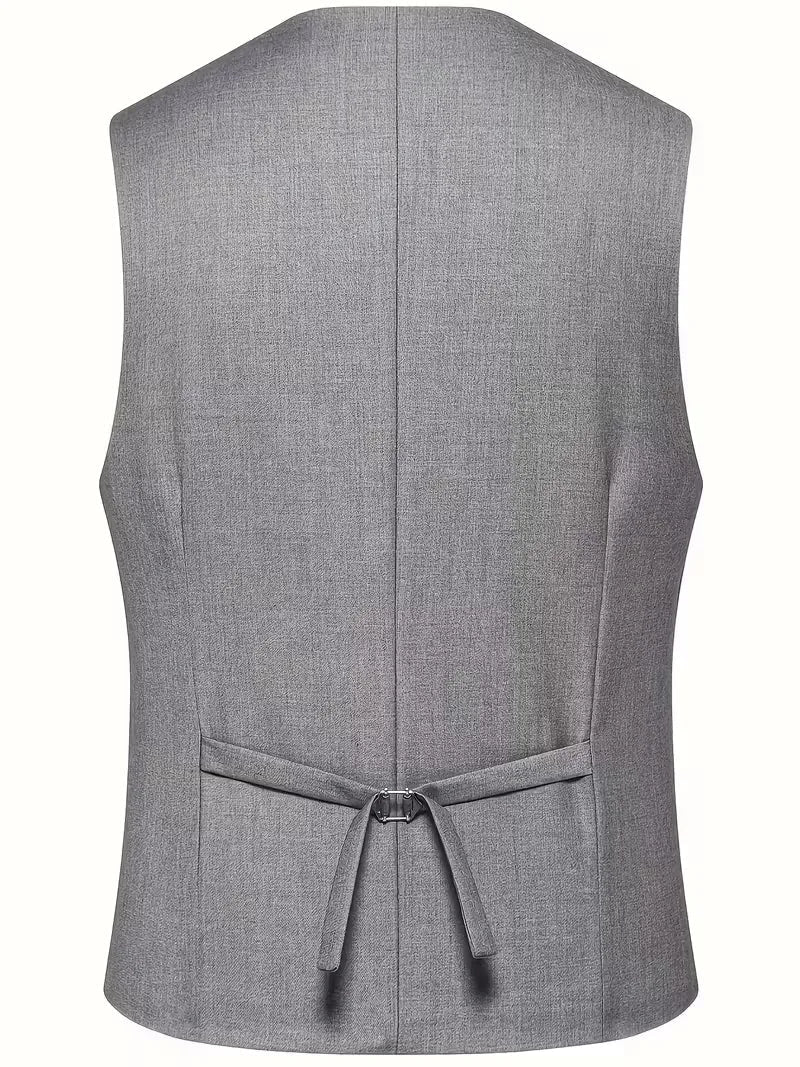 Men's Slim Fit Three-Piece Suit with Double-Breasted Waistcoat
