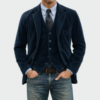 Men's Cord-Look Blazer and Waistcoat Set