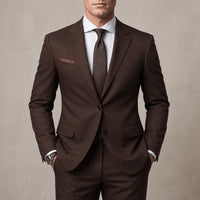 Men's Brown Two-Piece Suit with Notch Lapels