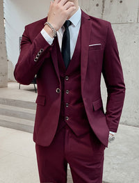 Men's Three-Piece Suit with Single-Breasted Jacket, Tailored Fit