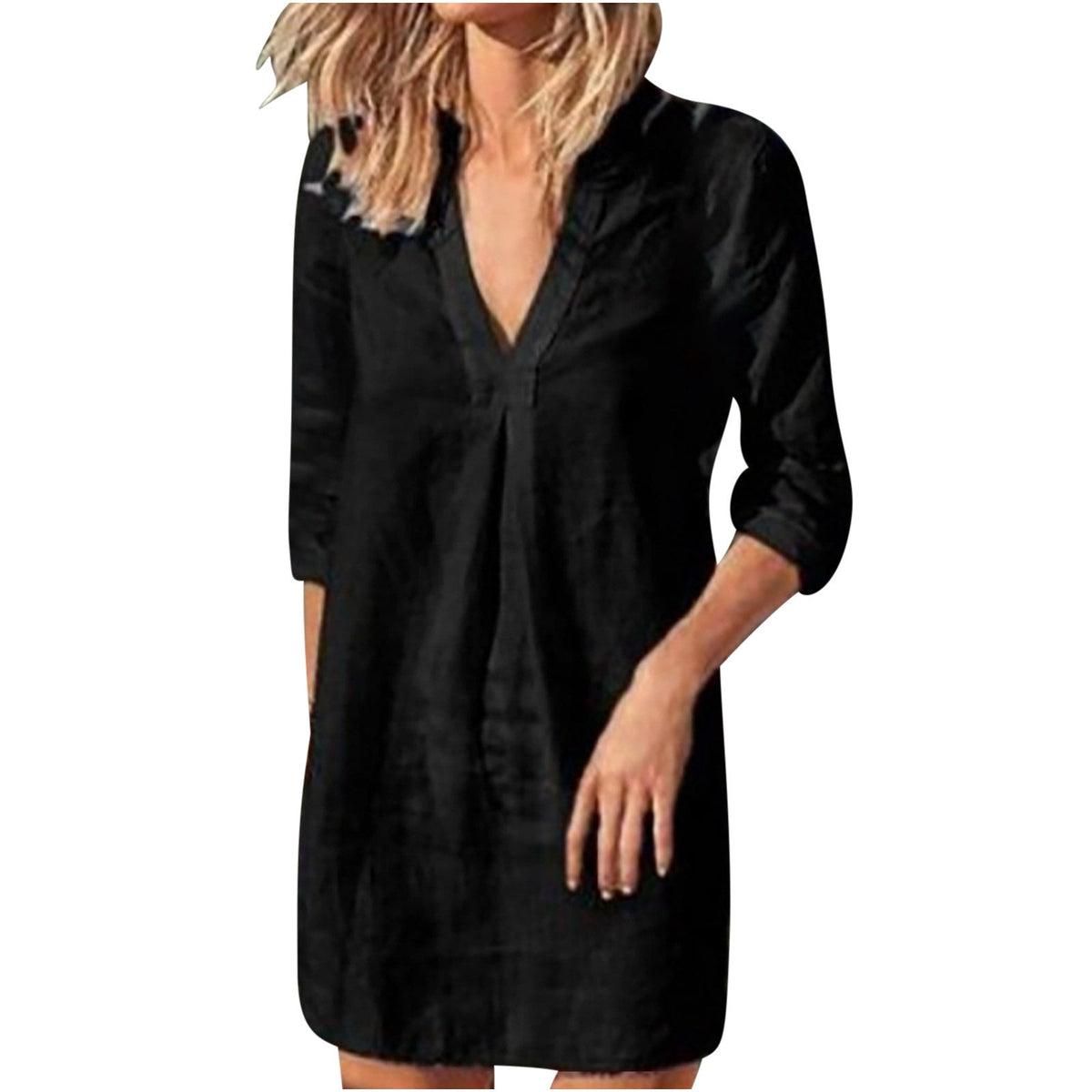 Summer Dress with V-Neck and A-Line Cut for Women