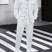 Men's Textured Two-Piece Shirt and Trouser Set