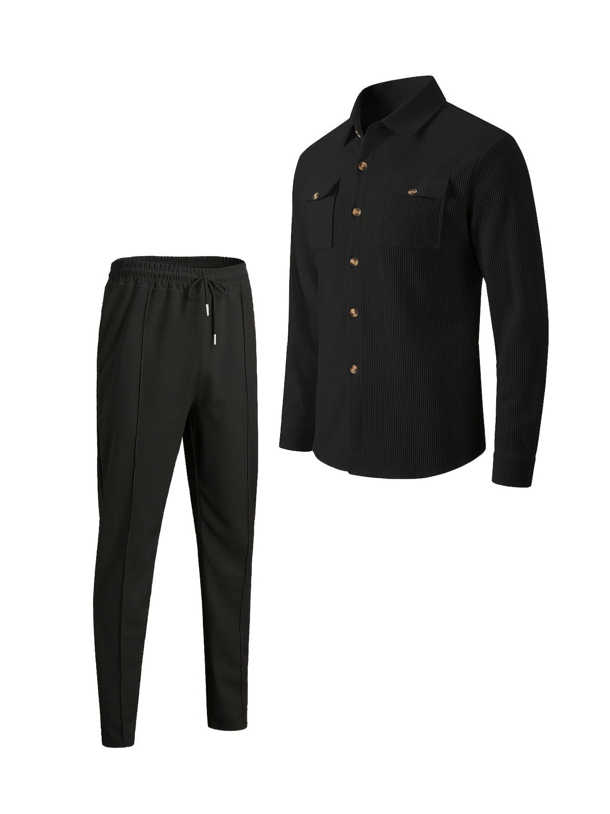 Men's Textured Two-Piece Shirt and Trouser Set