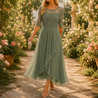 Wedding Guest Dress with Floral Print, Zip and A-Line Cut